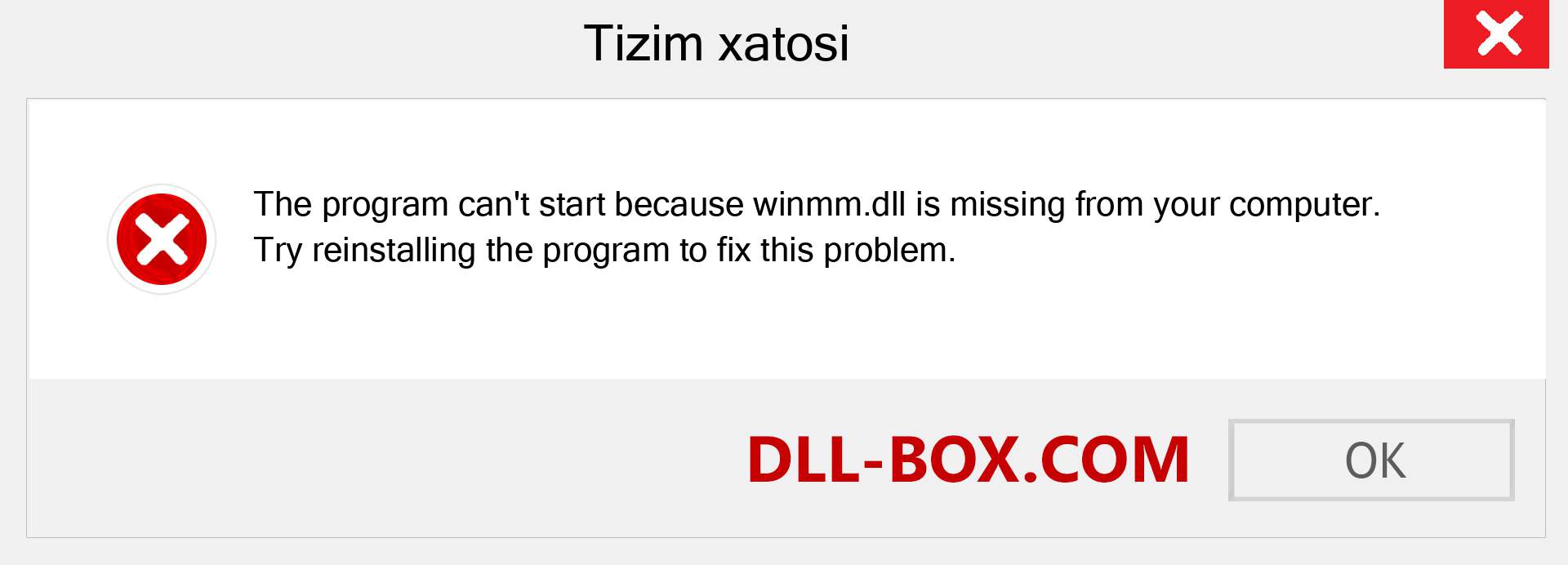 winmm.dll fayli yo'qolganmi?. Windows 7, 8, 10 uchun yuklab olish - Windowsda winmm dll etishmayotgan xatoni tuzating, rasmlar, rasmlar